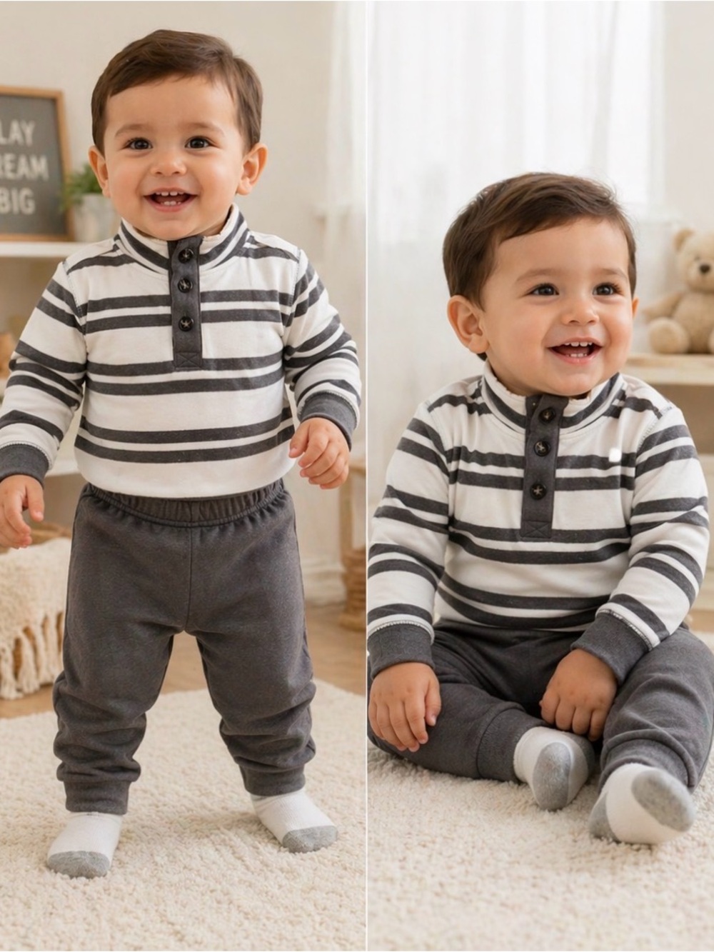Carter’s 2-Piece Striped Fleece Pullover & Pant Set 12m